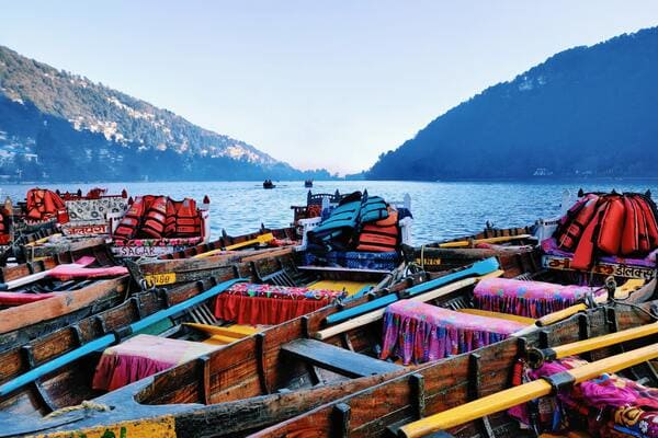 Nainital Lake Side View and boats